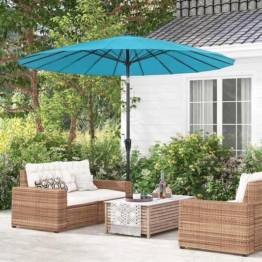 9 Feet Round Patio Umbrella, 18 Fiberglass Ribs, Turquoise Outdoor Umbrellas Turquoise at Gallery Canada