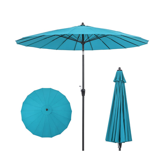 9 Feet Round Patio Umbrella with 18 Fiberglass Ribs, Turquoise