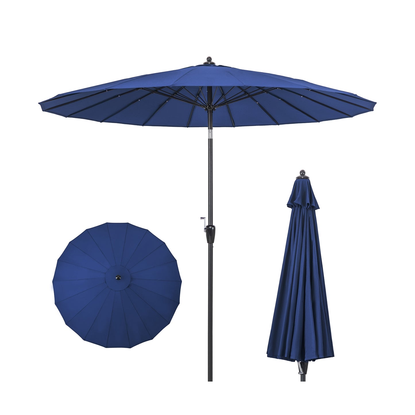 9 Feet Round Patio Umbrella with 18 Fiberglass Ribs, Navy Outdoor Umbrellas Navy at Gallery Canada