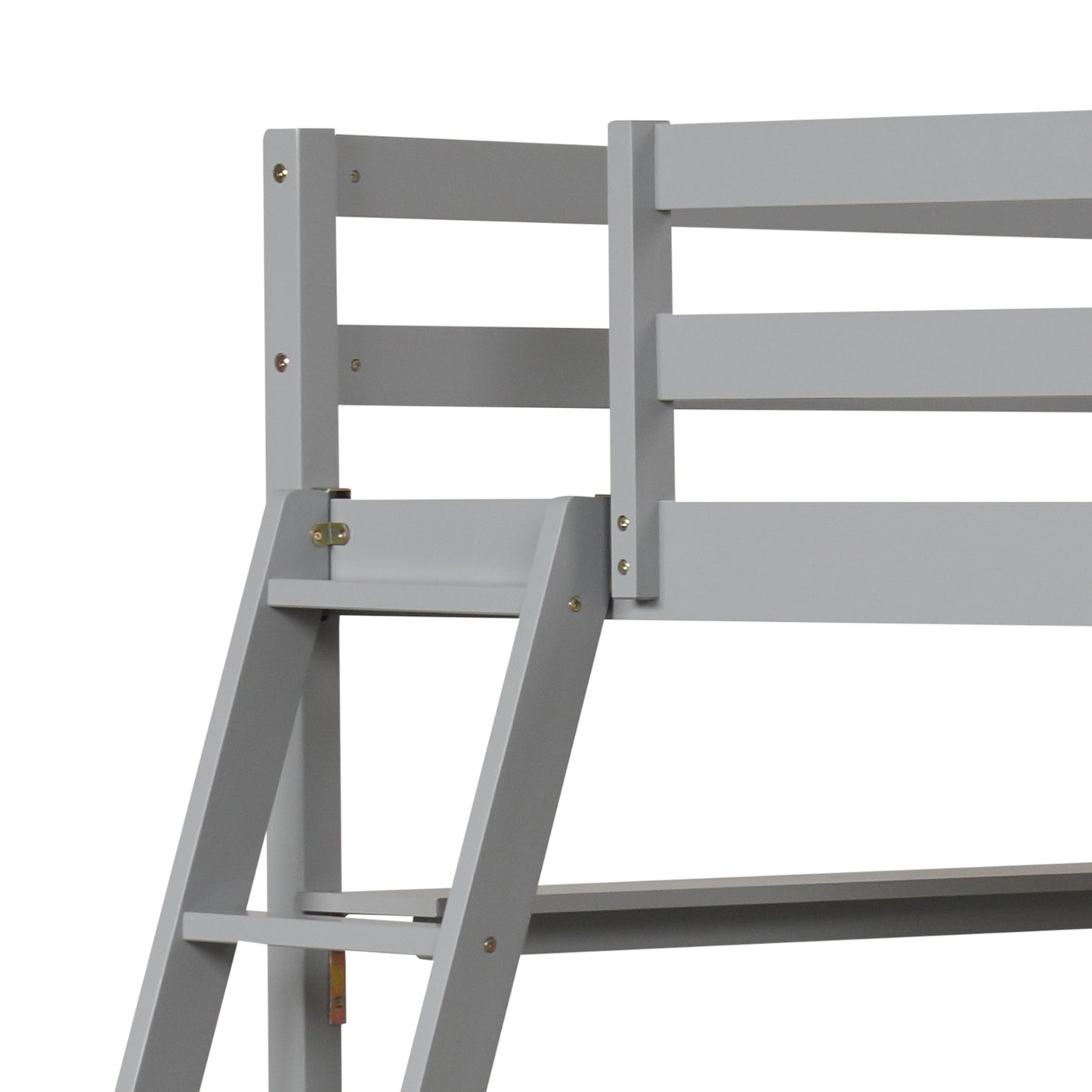 Twin Size Loft Bed with Desk and Bookshelves for Kids and Teens, Gray Bunk Bed Frame at Gallery Canada