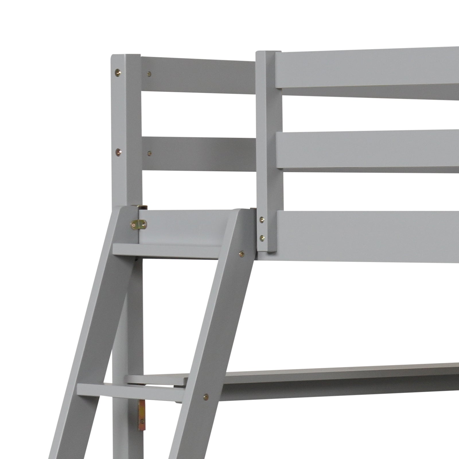 Twin Size Loft Bed with Desk and Bookshelves for Kids and Teens, Gray Bunk Bed Frame at Gallery Canada