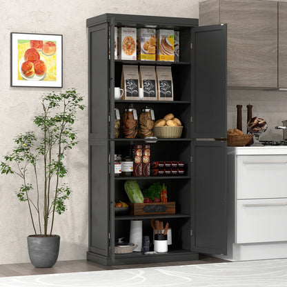 72.5” Tall Buffet Cabinet with 6-Tier Shelves and 4 Doors, Black Sideboards Cabinets & Buffets at Gallery Canada