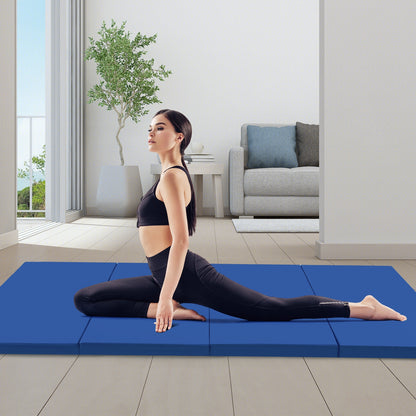 4-Panel PU Leather Folding Exercise Mat with Carrying Handles, Navy Yoga & Gym Mats at Gallery Canada