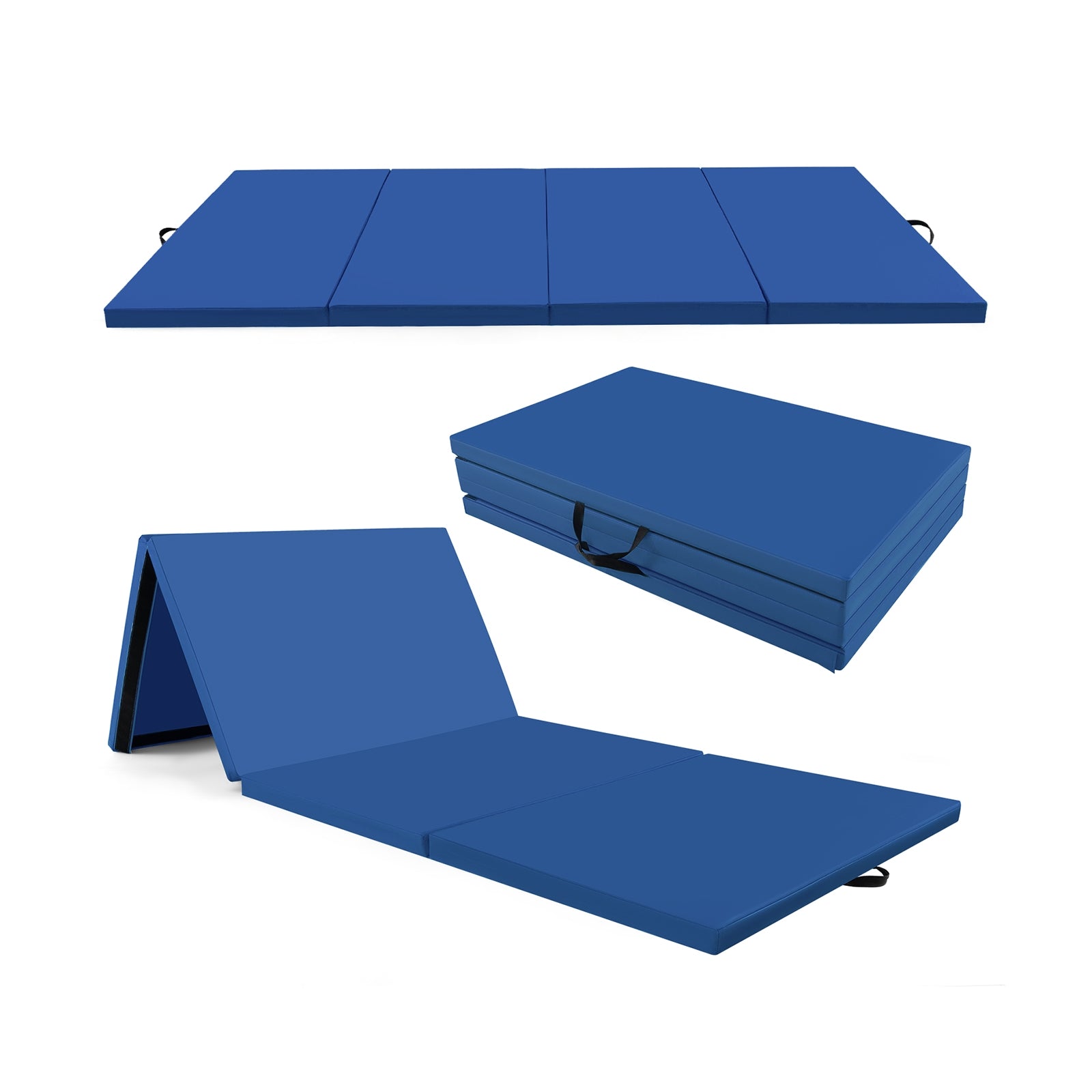 4-Panel PU Leather Folding Exercise Mat with Carrying Handles, Navy Yoga & Gym Mats at Gallery Canada