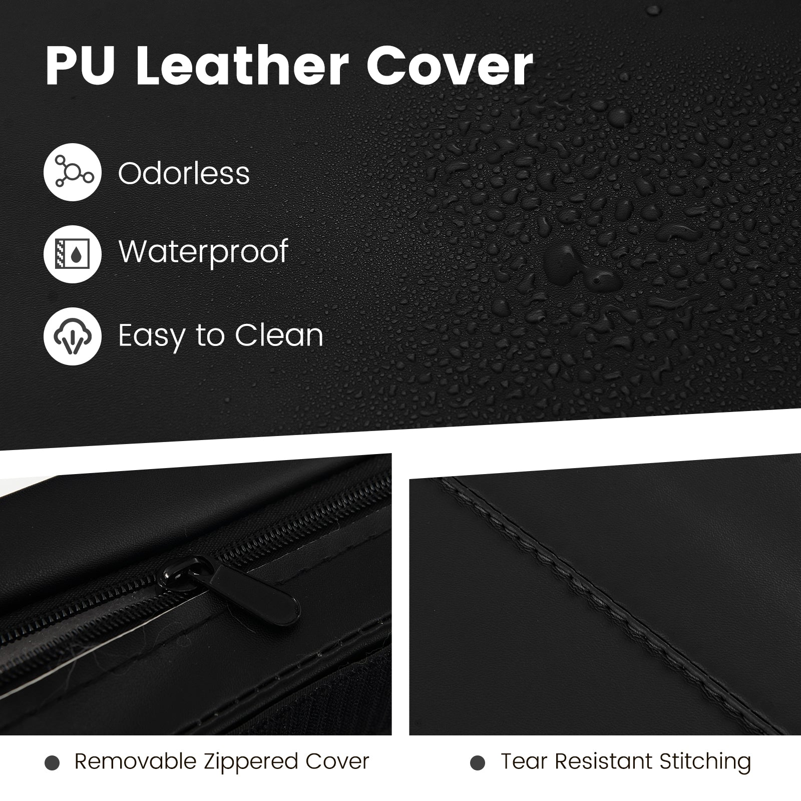 4-Panel PU Leather Folding Exercise Mat with Carrying Handles, Black Yoga & Gym Mats at Gallery Canada