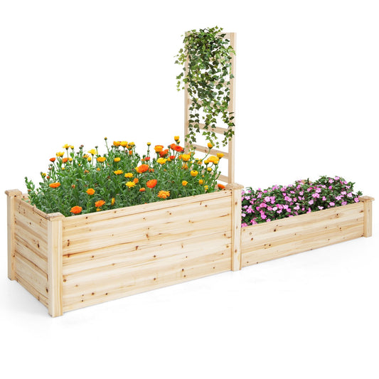 Raised Garden Bed with Trellis, Natural - Gallery Canada