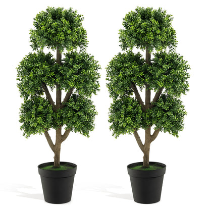 45 Inch Artificial Boxwood Topiary Ball Tree Faux Plants at Gallery Canada