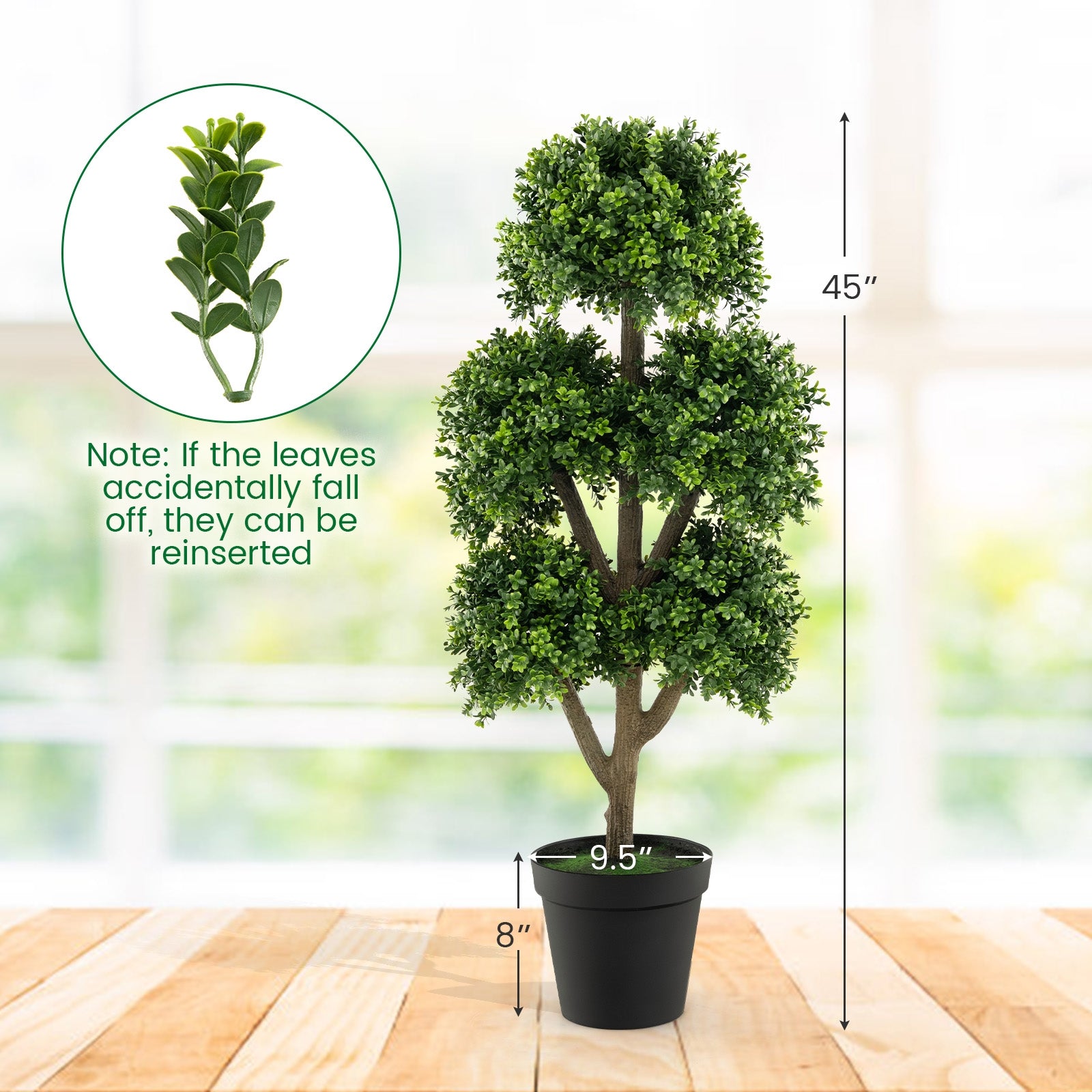 45 Inch Artificial Boxwood Topiary Ball Tree Faux Plants at Gallery Canada