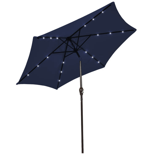 10 Feet Outdoor Patio Umbrella With Solar LED Lights, Dark Blue
