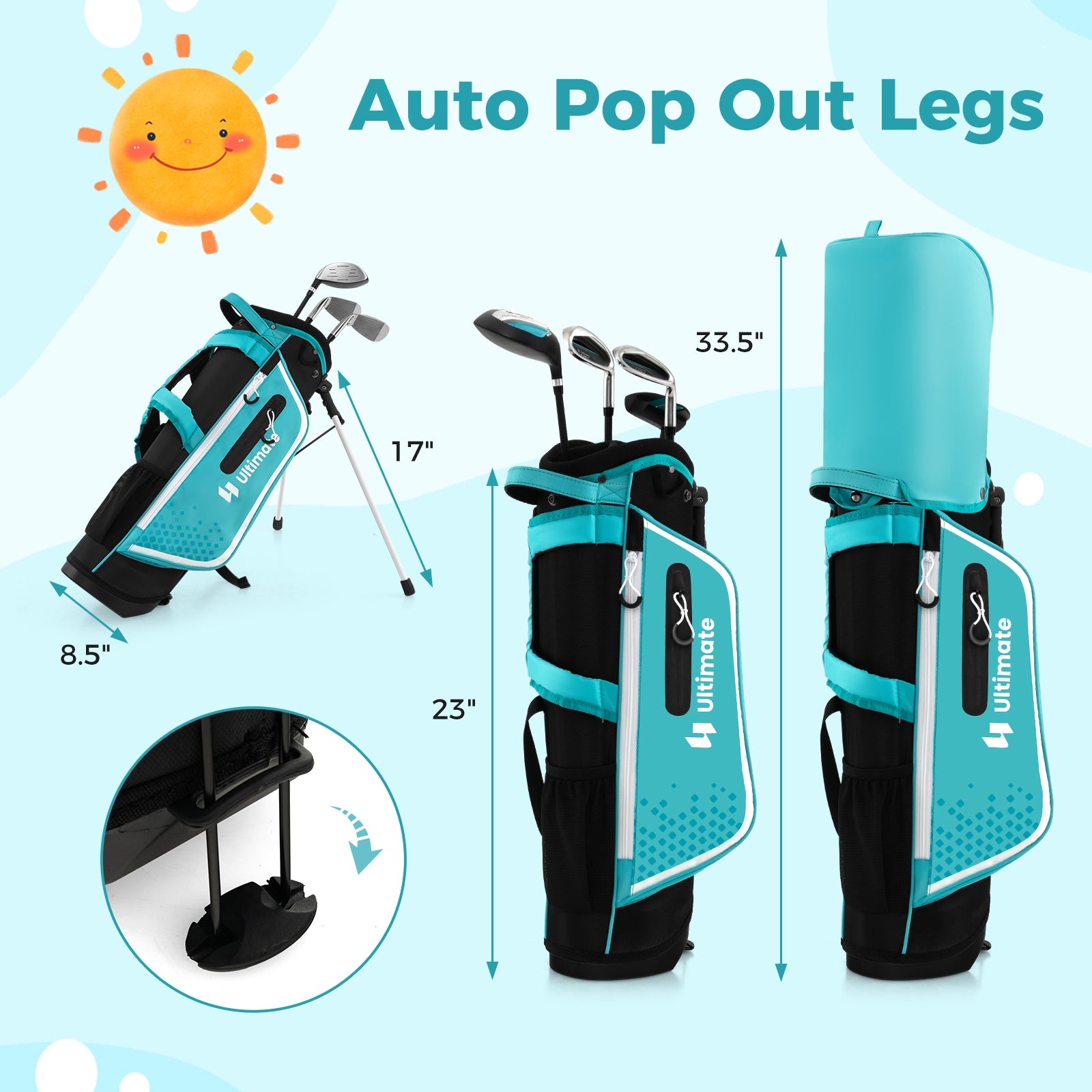 Junior Complete Golf Club Set Right Hand with Rain Hood for Kids, Blue Golf at Gallery Canada