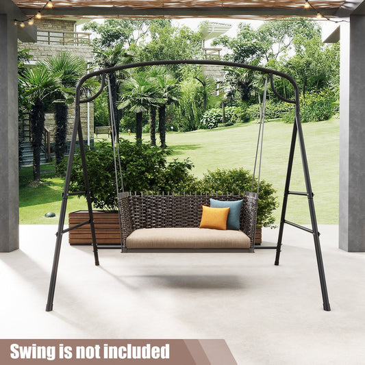 Patio Metal Swing Stand with Double Side Bars and 2-Ring Design, Black - Gallery Canada
