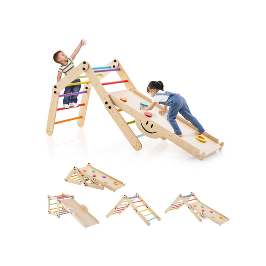 Climbing Triangle Ladder Toy Indoor Jungle Gym with Reversible Ramp, Multicolor Climbers & Slides Multicolor at Gallery Canada