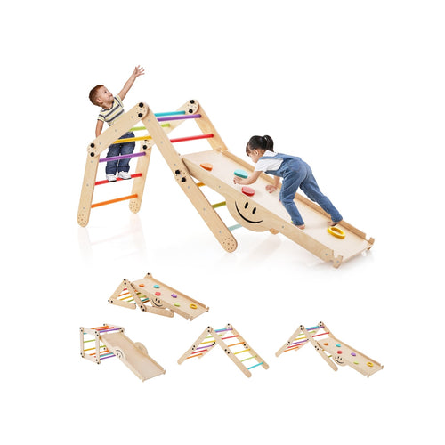 Climbing Triangle Ladder Toy, Indoor Jungle Gym, Reversible Ramp, Multicolor