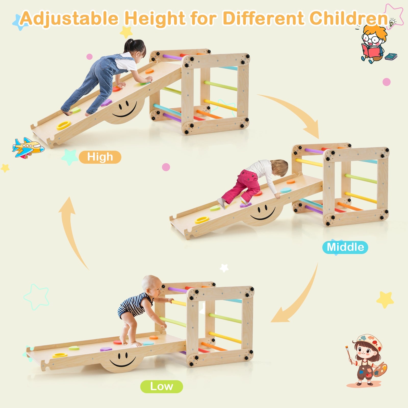 Climbing Triangle Ladder Toy Indoor Jungle Gym with Reversible Ramp, Multicolor Climbers & Slides at Gallery Canada