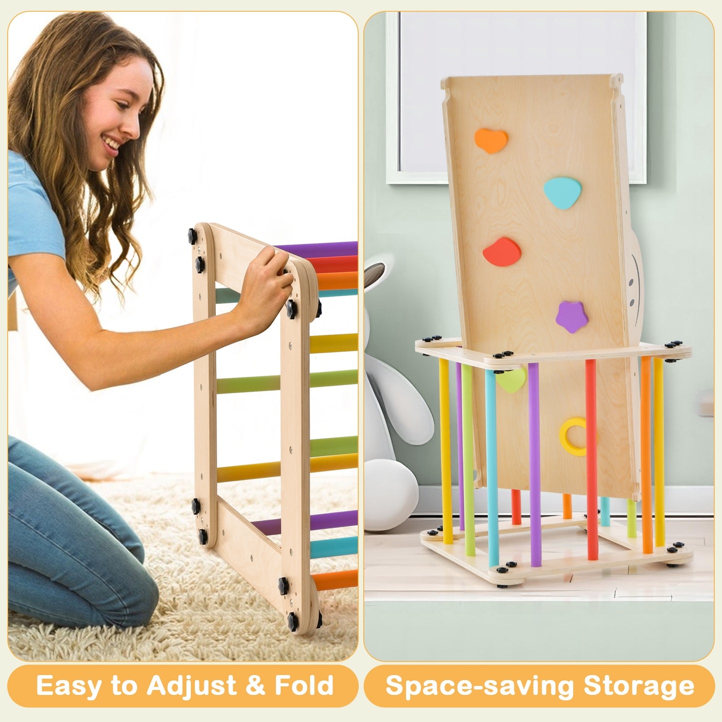 Climbing Triangle Ladder Toy Indoor Jungle Gym with Reversible Ramp, Multicolor Climbers & Slides at Gallery Canada