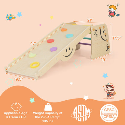 Wooden Climbing Toy Triangle Climber Set with Seesaw, Multicolor Climbers & Slides at Gallery Canada