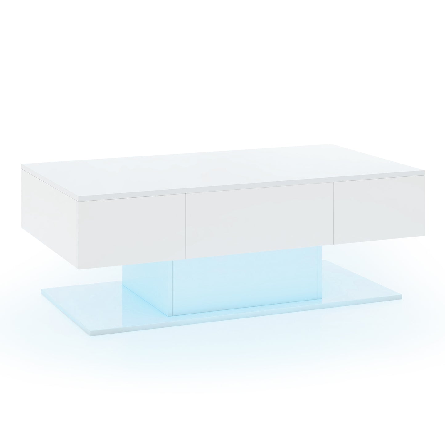 Modern LED Coffee Table, 20 Color LED Lights, 2 Storage Drawers, White Coffee Tables at Gallery Canada