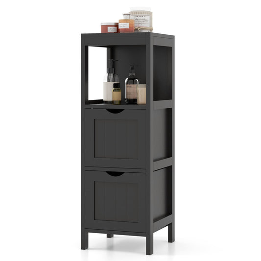 Freestanding Storage Cabinet, 2 Removable Drawers, Black Floor Cabinets Black at Gallery Canada