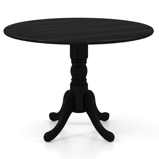 Wooden Dining Table with Round Tabletop and Curved Trestle Legs, Black - Gallery Canada
