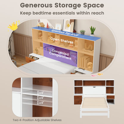 Bed Frame with Storage Headboard and Nightstands-Twin Size, White Simple Bed Frame at Gallery Canada