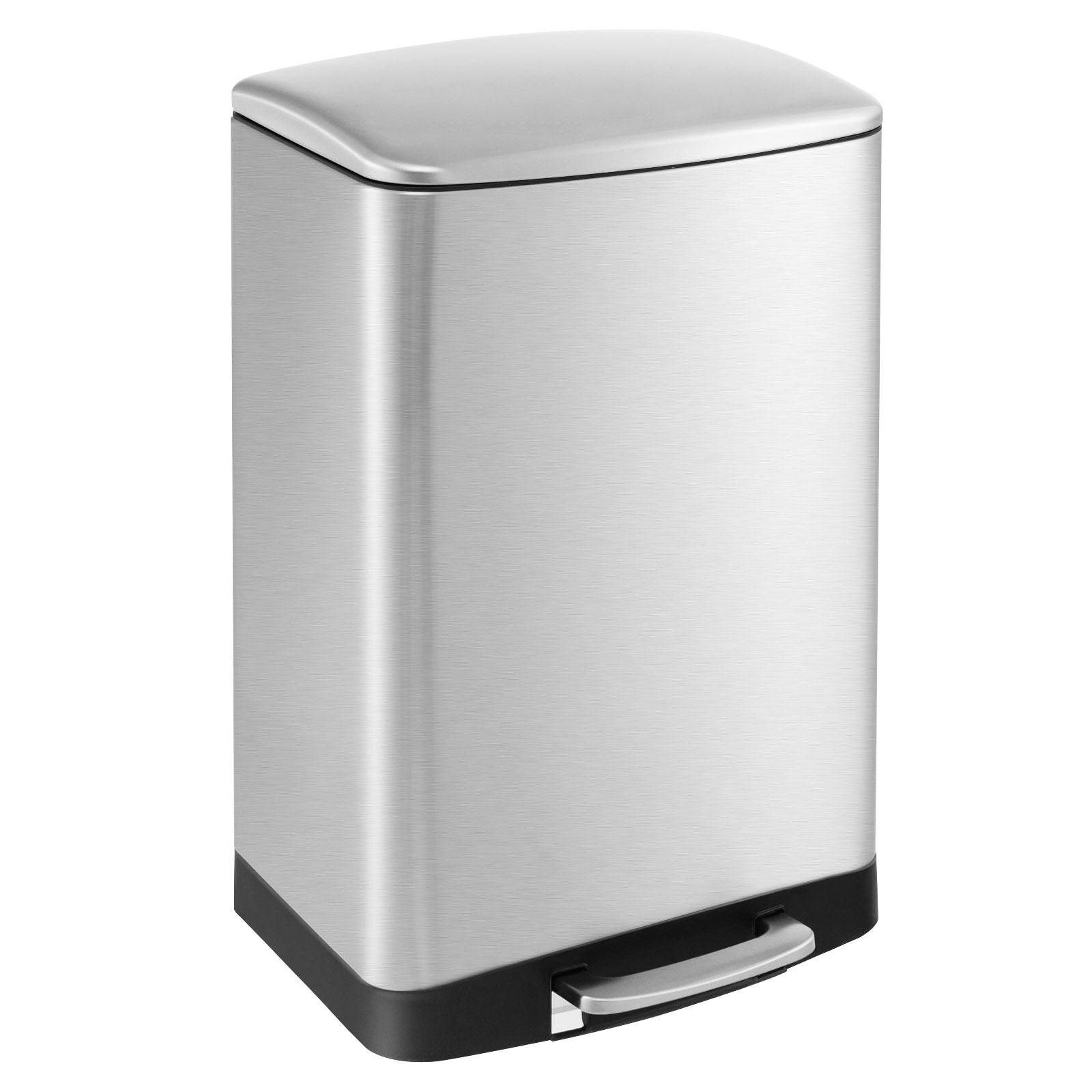 13.2 Gal Stainless Steel Trash Can with Lock Device-Sliver, Silver Kitchen Organization at Gallery Canada