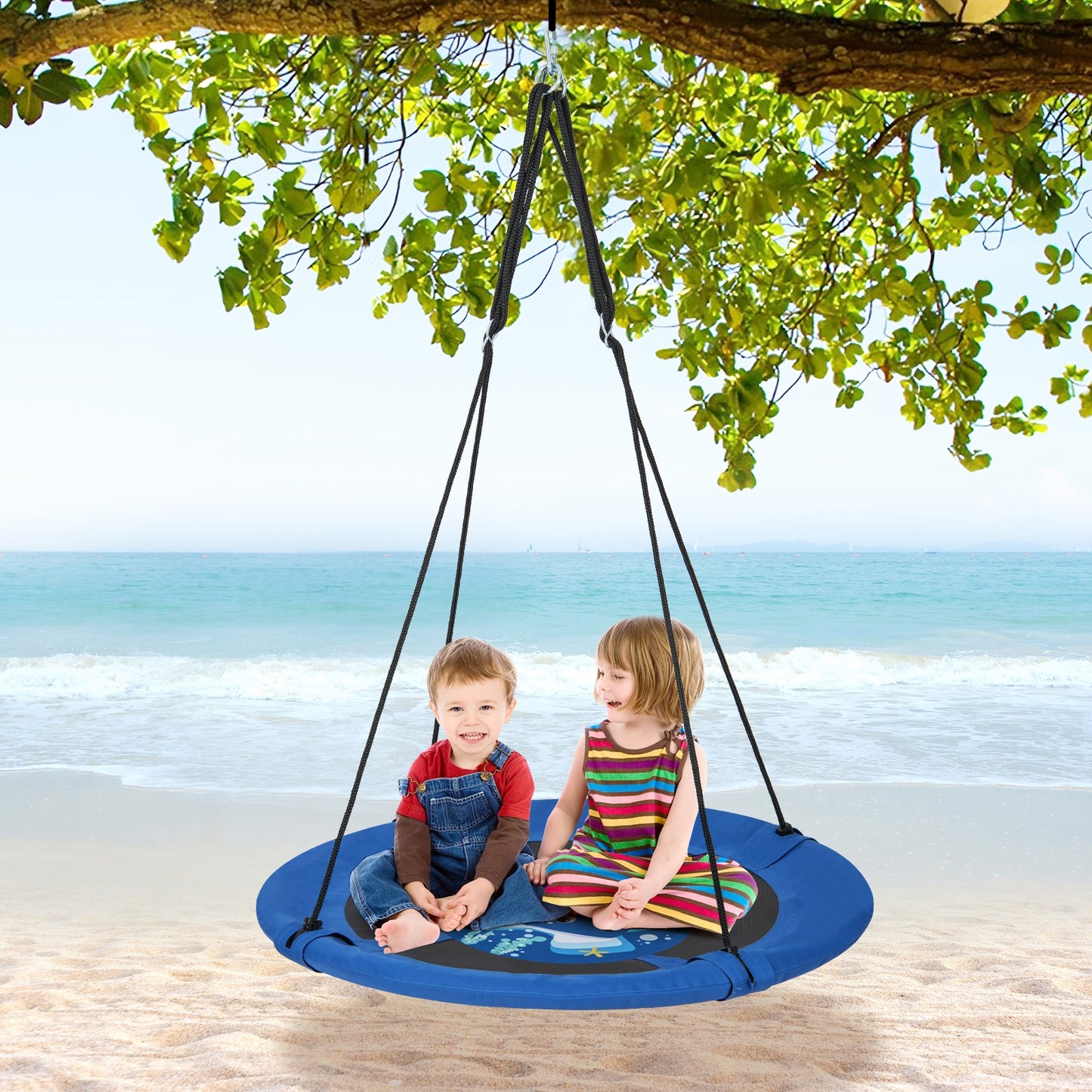 40 Inches Saucer Tree Swing with Adjustable Hanging Ropes and 900D Oxford Fabric-Whale Swing & Playsets at Gallery Canada