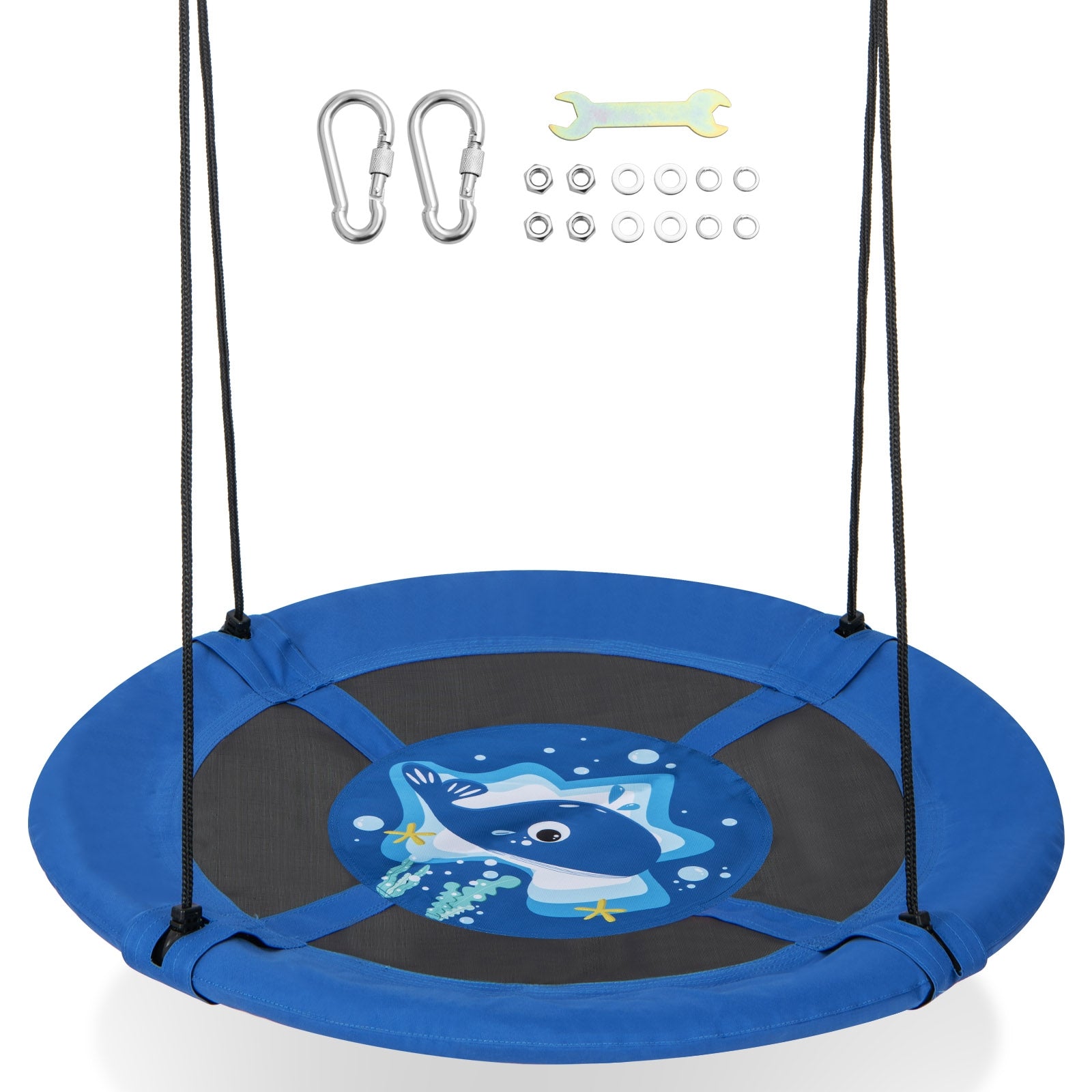 40 Inches Saucer Tree Swing, Adjustable Hanging Ropes, 900D Oxford Fabric, Whale Swing & Playsets at Gallery Canada