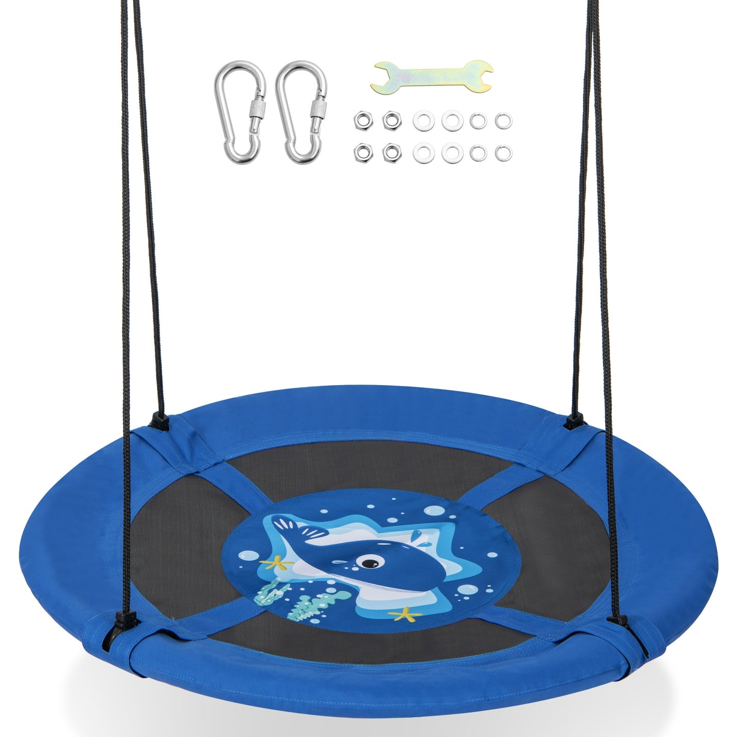 40 Inches Saucer Tree Swing, Adjustable Hanging Ropes, 900D Oxford Fabric, Whale Swing & Playsets at Gallery Canada