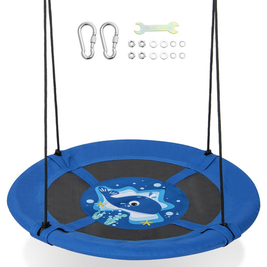40 Inches Saucer Tree Swing with Adjustable Hanging Ropes and 900D Oxford Fabric-Whale - Gallery Canada