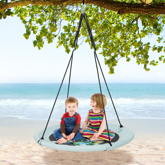 40 Inches Saucer Tree Swing with Adjustable Hanging Ropes and 900D Oxford Fabric-Forest - Gallery Canada