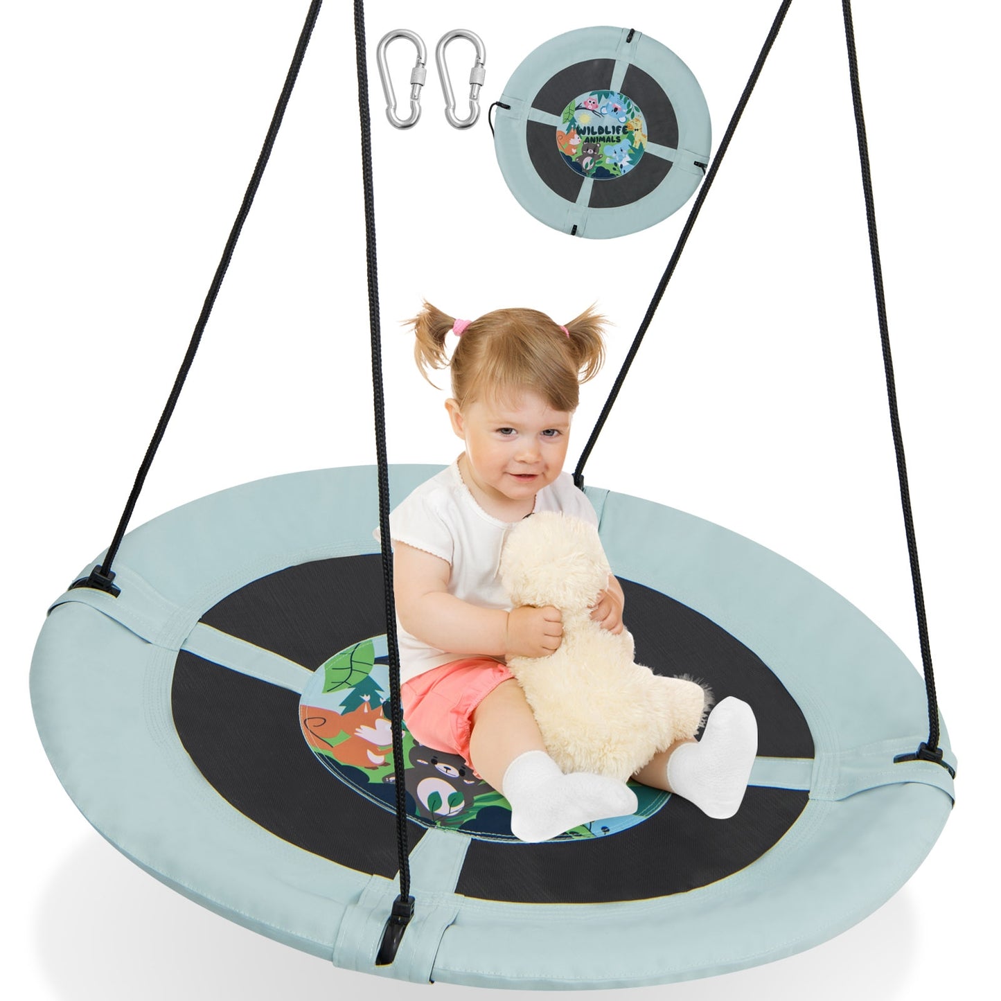 40 Inches Saucer Tree Swing with Adjustable Hanging Ropes and 900D Oxford Fabric-Forest Swing & Playsets at Gallery Canada