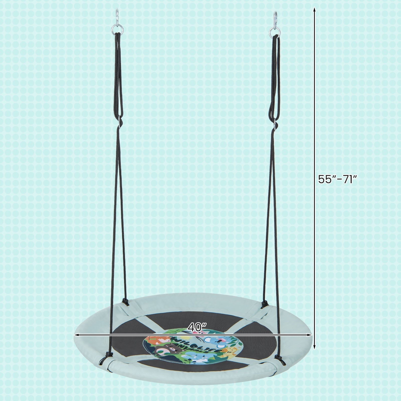40 Inches Saucer Tree Swing with Adjustable Hanging Ropes and 900D Oxford Fabric-Forest Swing & Playsets at Gallery Canada