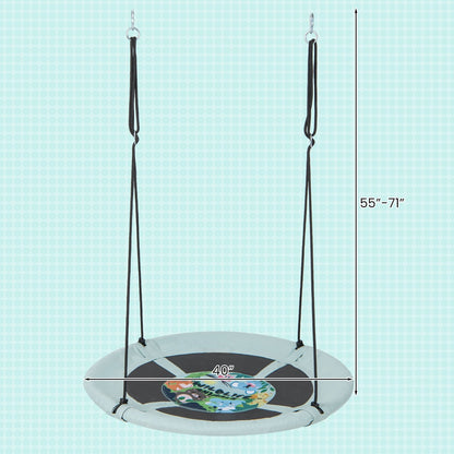 40 Inches Saucer Tree Swing with Adjustable Hanging Ropes and 900D Oxford Fabric-Forest