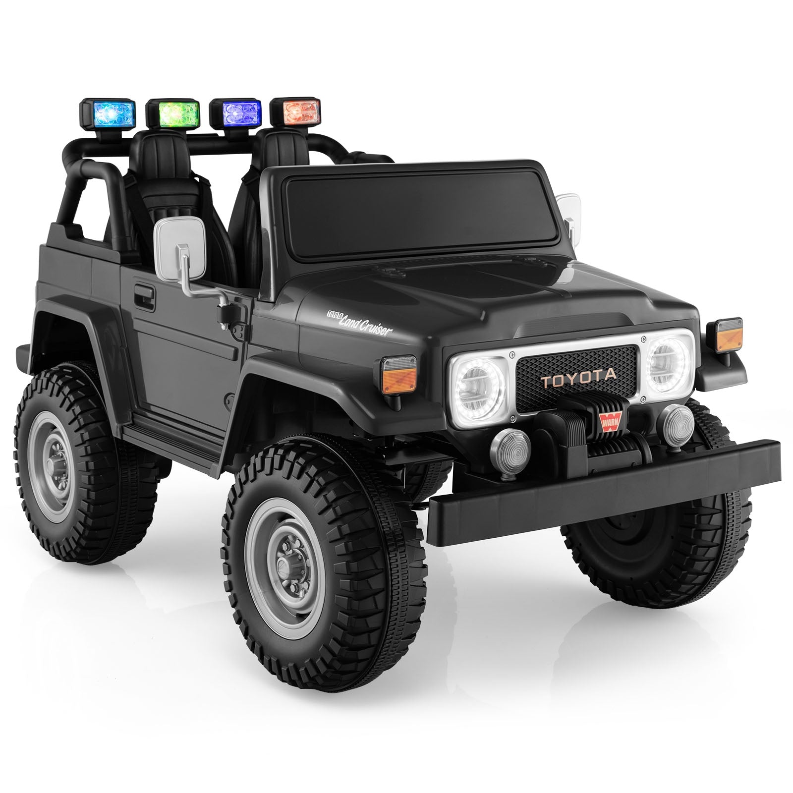 12V 2-Seat Licensed Kids Ride On Toyota FJ40 Car with 2.4G Remote Control, Black Powered Ride On Toys at Gallery Canada