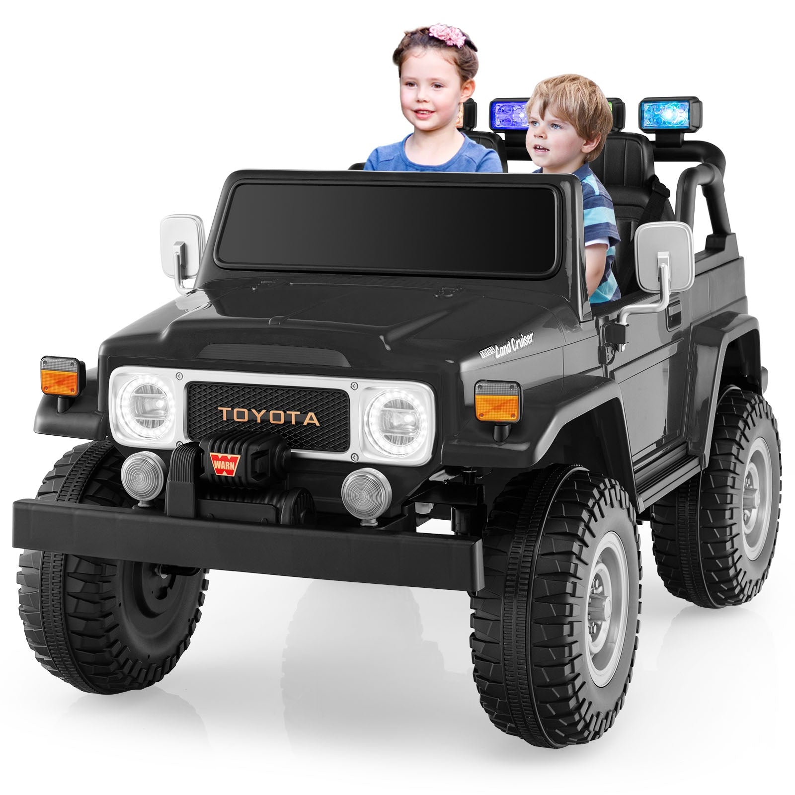 12V 2-Seat Licensed Kids Ride On Toyota FJ40 Car with 2.4G Remote Control, Black Powered Ride On Toys at Gallery Canada