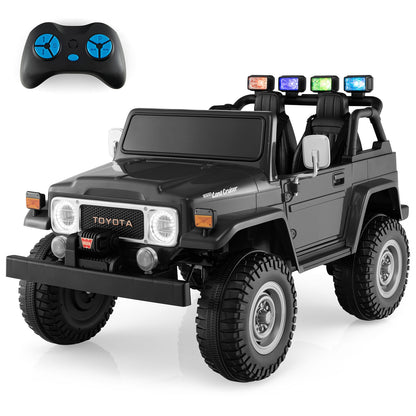 12V 2-Seat Licensed Kids Ride On Toyota FJ40 Car with 2.4G Remote Control, Black Powered Ride On Toys at Gallery Canada