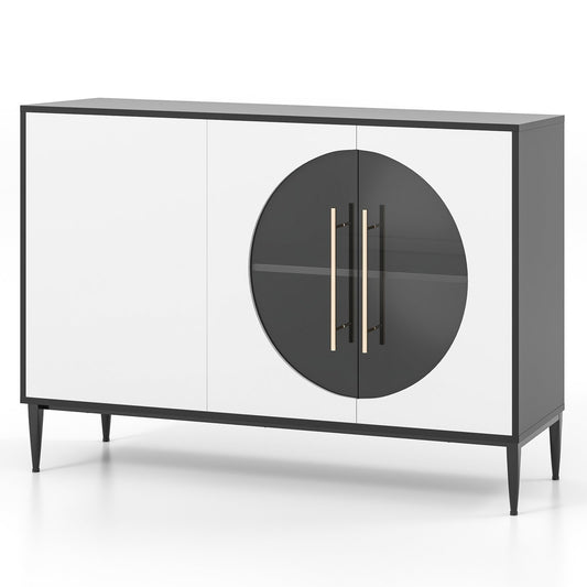 Sideboard Cabinet with Tempered Glass Door for Living Room Dining Room Kitchen, White - Gallery Canada
