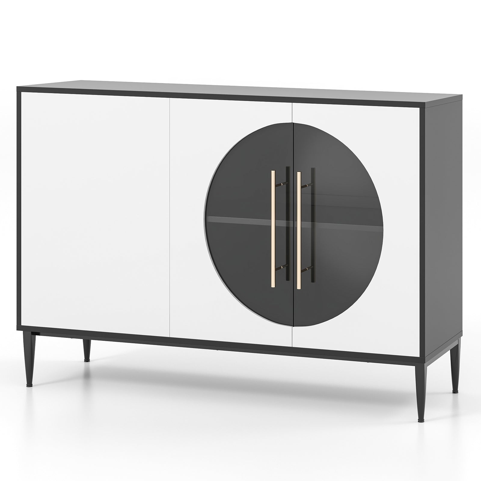 Sideboard Cabinet with Tempered Glass Door for Living Room Dining Room Kitchen, White Cabinets & Chests White at Gallery Canada