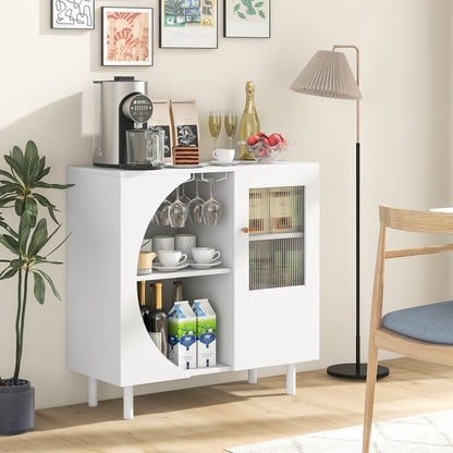Kitchen Sideboard with Glasses Holder for Living Room Dining Room, White at Gallery Canada
