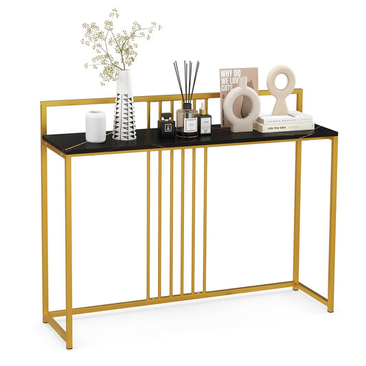 47 Inches Modern Console Table with Steel Frame and Storage Shelf, Black - Gallery Canada