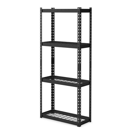 4-Tier Metal Shelving Unit with Anti-slip Foot Pad and Anti-tipping Device, Black