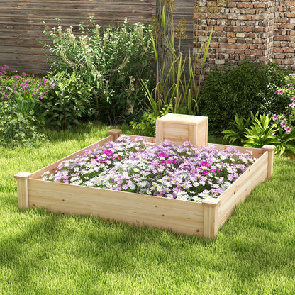 49 x 49 x 10 Inch Raised Garden Bed with Compost Bin and Open-ended Bottom, Natural Raised Garden Beds at Gallery Canada