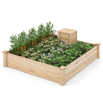 49 x 49 x 10 Inch Raised Garden Bed with Compost Bin and Open-ended Bottom, Natural Raised Garden Beds at Gallery Canada