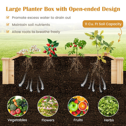49 x 49 x 10 Inch Raised Garden Bed with Compost Bin and Open-ended Bottom, Natural Raised Garden Beds at Gallery Canada