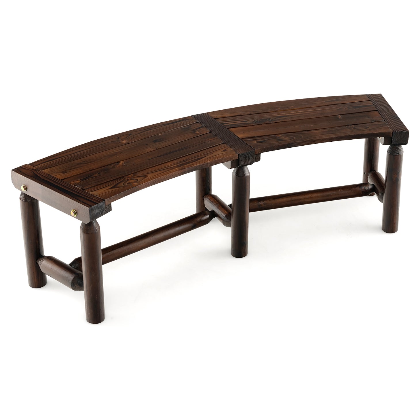 Patio Curved Bench for Round Table Spacious and Slatted Seat, Rustic Brown Beach & Lawn Chairs at Gallery Canada