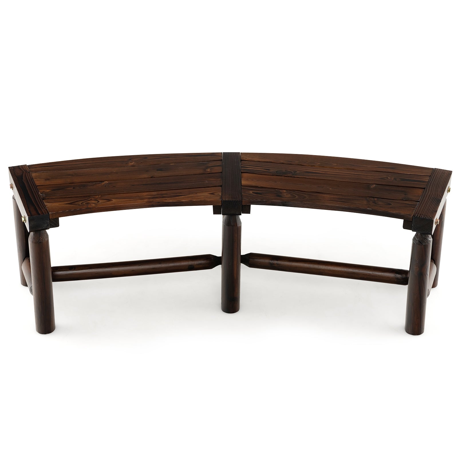 Patio Curved Bench for Round Table Spacious and Slatted Seat, Rustic Brown Beach & Lawn Chairs at Gallery Canada