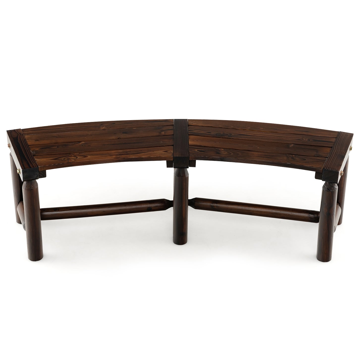 Patio Curved Bench for Round Table Spacious and Slatted Seat, Rustic Brown Beach & Lawn Chairs at Gallery Canada