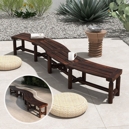 Patio Curved Bench for Round Table Spacious and Slatted Seat, Rustic Brown Beach & Lawn Chairs at Gallery Canada