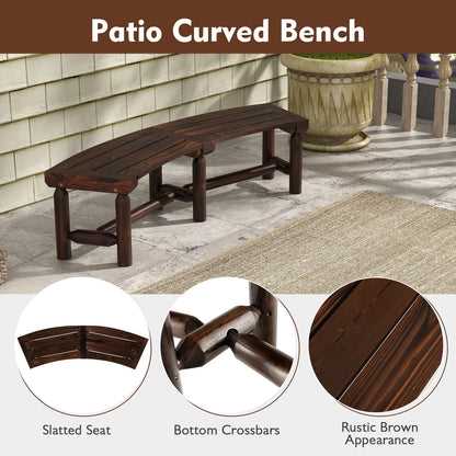 Patio Curved Bench for Round Table Spacious and Slatted Seat, Rustic Brown Beach & Lawn Chairs at Gallery Canada