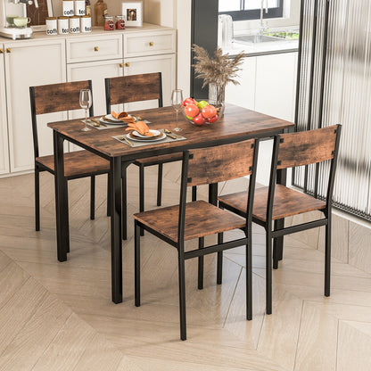 5 Piece Dining Table Set Industrial Style Kitchen Table and Chairs for 4, Rustic Brown Dining Room Sets at Gallery Canada